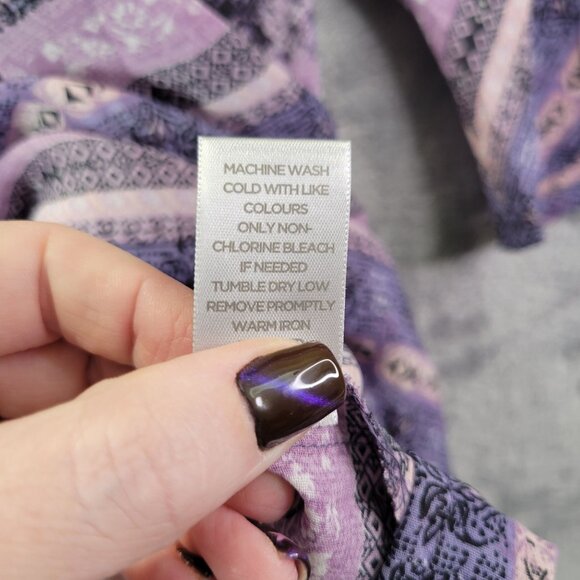 Avenue Womens Boho Tunic Top 22/24 Purple Floral Stripe Babydoll Plus Size - Picture 8 of 9